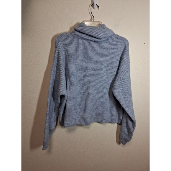 NWT Sun + Moon Boxy Turtleneck Sweater Knit Casual Oversized Winter Blue Sz XL - Picture 2 of 5